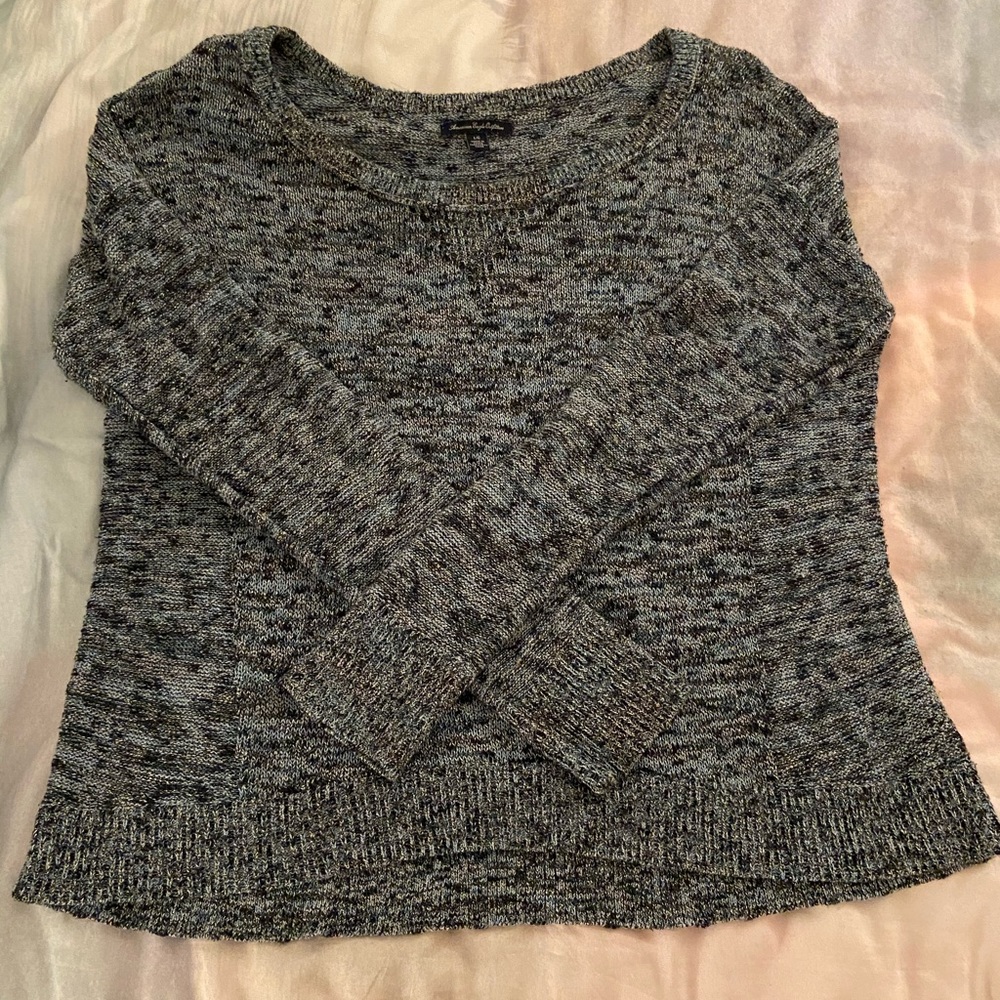 American Eagle Blue and Gold Knit Sweater